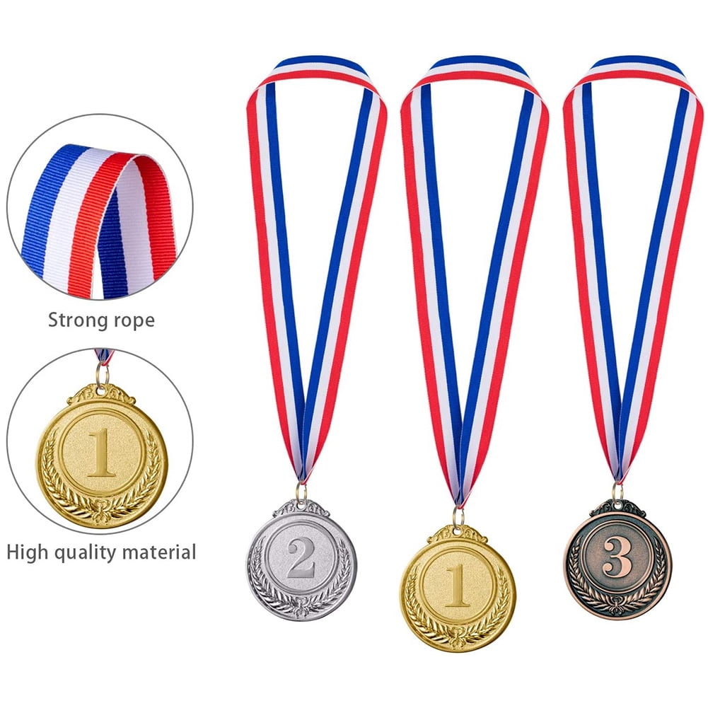 Yibooy 30pcs 2inch Gold Silver Bronze Award Medal with Neck Ribbon Winner Medal(Wheat)