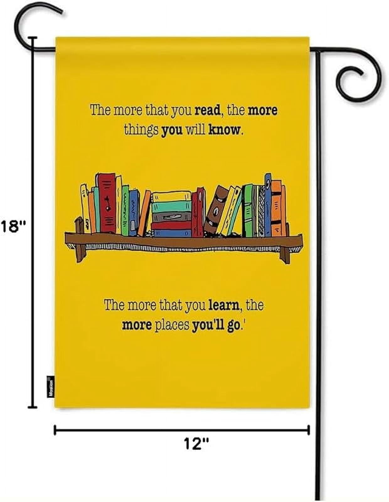 Book Garden Flag Motivational Quote The More You Read Learn Home Flags Double-Sided Banner Welcome Yard Flag Outdoor Decor. Lawn Villa