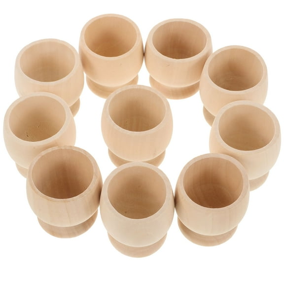 OHOIOLLA Round Wood Cup for Family Gatherings Kindergarten Craft Supply 10Pcs 1.8in