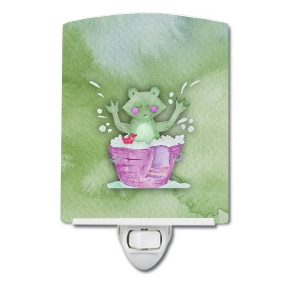 Caroline's Treasures BB7343CNL Frog Bathing Watercolor Ceramic Night Light, 6x4x3", multicolor