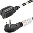 3Feet 1875W 15A 14Awg Flat Plug Heavy Duty Extension Cord Outlet Saver