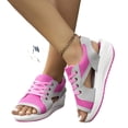 thumbnail image 2 of Womens Mesh Cutout Wedge Sandals Lace Up Shock Absorbing Thick Sole Non Slip Summer Walking Sport Sandals 36, 2 of 6