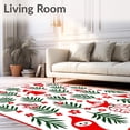 thumbnail image 2 of ODIKA 5'x7' Machine Washable Non-Slip Area Rug, Whimsical Nordic Elf Motifs with Festive Pine Branch Accents High Traffic Rug with Pad, Red, 736118, 2 of 8