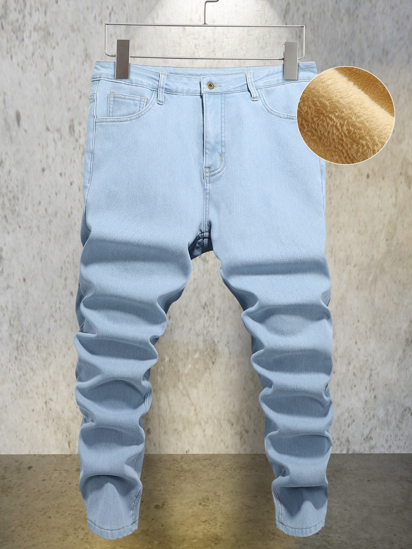 Light Wash Men Slant Pockets Thermal 