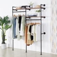 thumbnail image 2 of ZXNYH Industrial Pipe Gold Clothing Rack with 2 Tier Shelf, Double Hanging Rods Clothes Rack Wall Mounted, Display Rack On Wall for Hanging Clothes Retail Display, 2 of 8