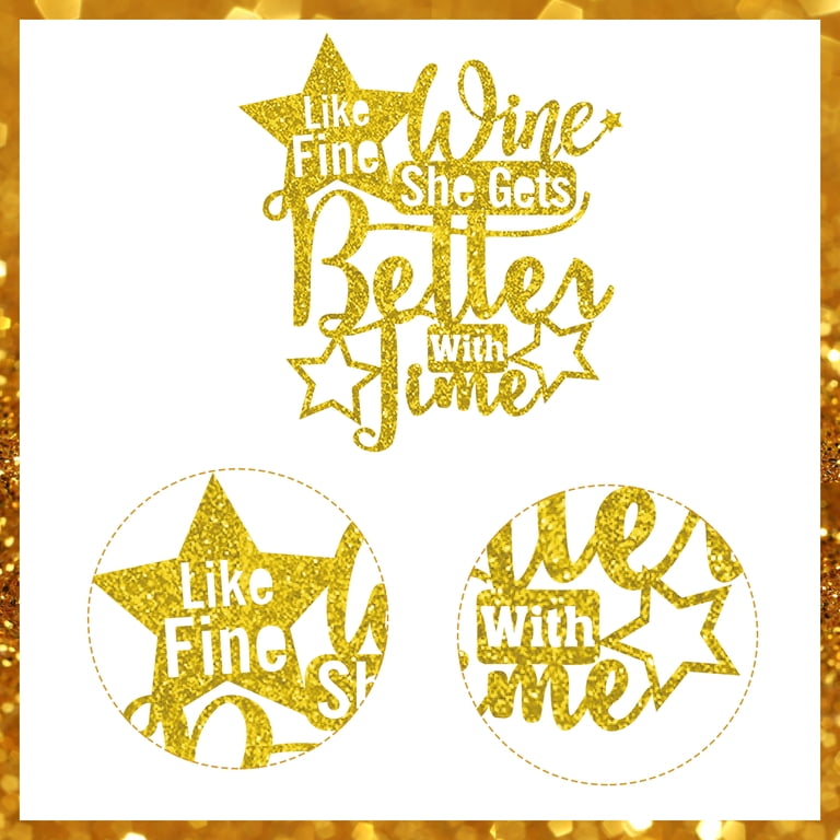 Funny Golden Birthday Cake Topper - 'Holy Sh*t You're Old' Glitter Decor For 18th, 21st, 30th, 40th Parties