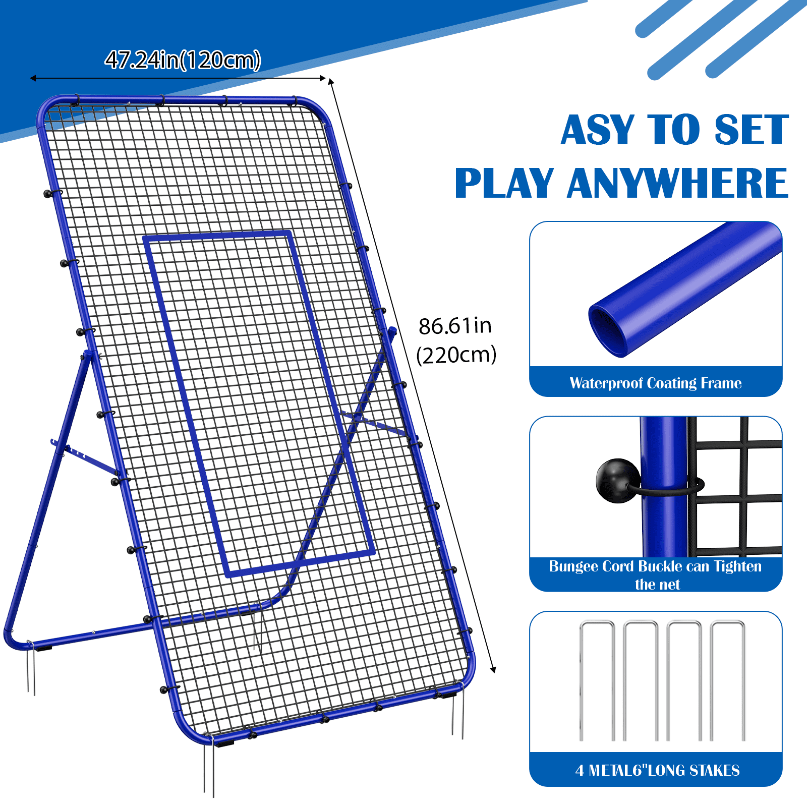 Adjustable Volleyball Rebounder Net 7x4 FT, Steel Frame & High-Tension PE Netting, Durable & Portable Volleyball Training Equipment Practice for Improving Volleying, Bumping, Spiking Skills