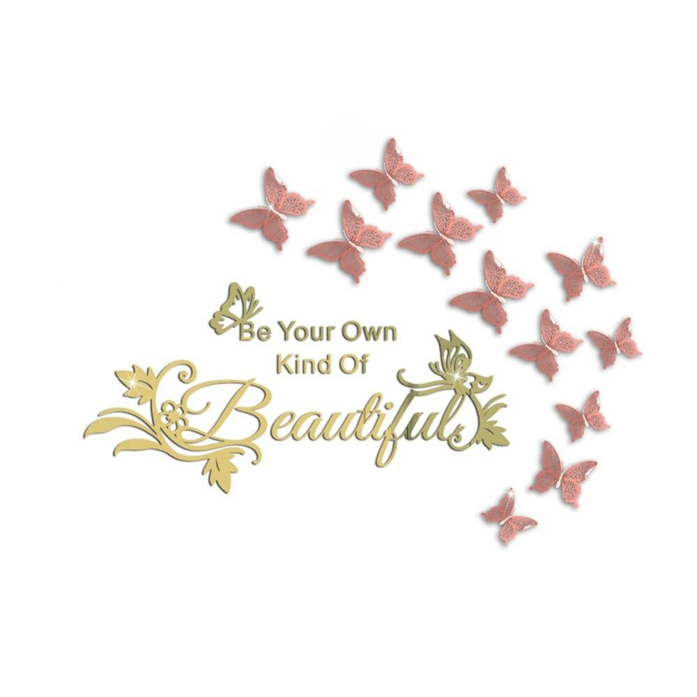 48x DIY Mirror Butterfly Combination 3D Butterfly Removable Wall Stickers Decals 