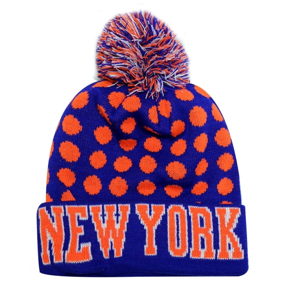 New York City Hunter USA Leopard Spots Style Men's Winter Hats (Royal/Orange)