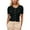 Black, variant on Women's Sweater Solid Elegant Short Sleeve Crew Neck Knitted Slim Cardigan Tops Warm Sweaters