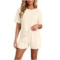 thumbnail image 2 of FAHUOMU Womens Pajamas Set 2 Piece Short Sleeve Crewneck Tops With Elastic Waist Shorts Sleepwear Soft Breathable Loungewear, 2 of 10