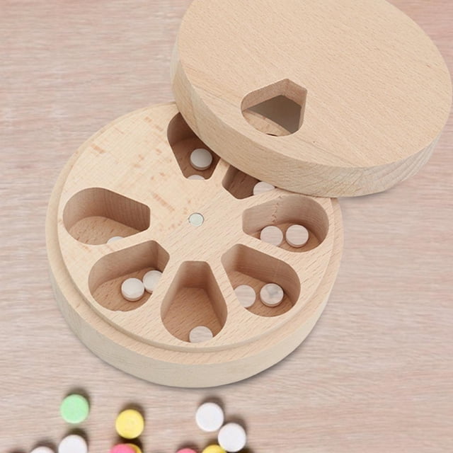 Organizador de pastillas para tabletas con tapas giratorias con 7 compartimentos Contenedor Dispensador Recordatorio para caramelos Salvador Dispensador de cajas de medicamentos