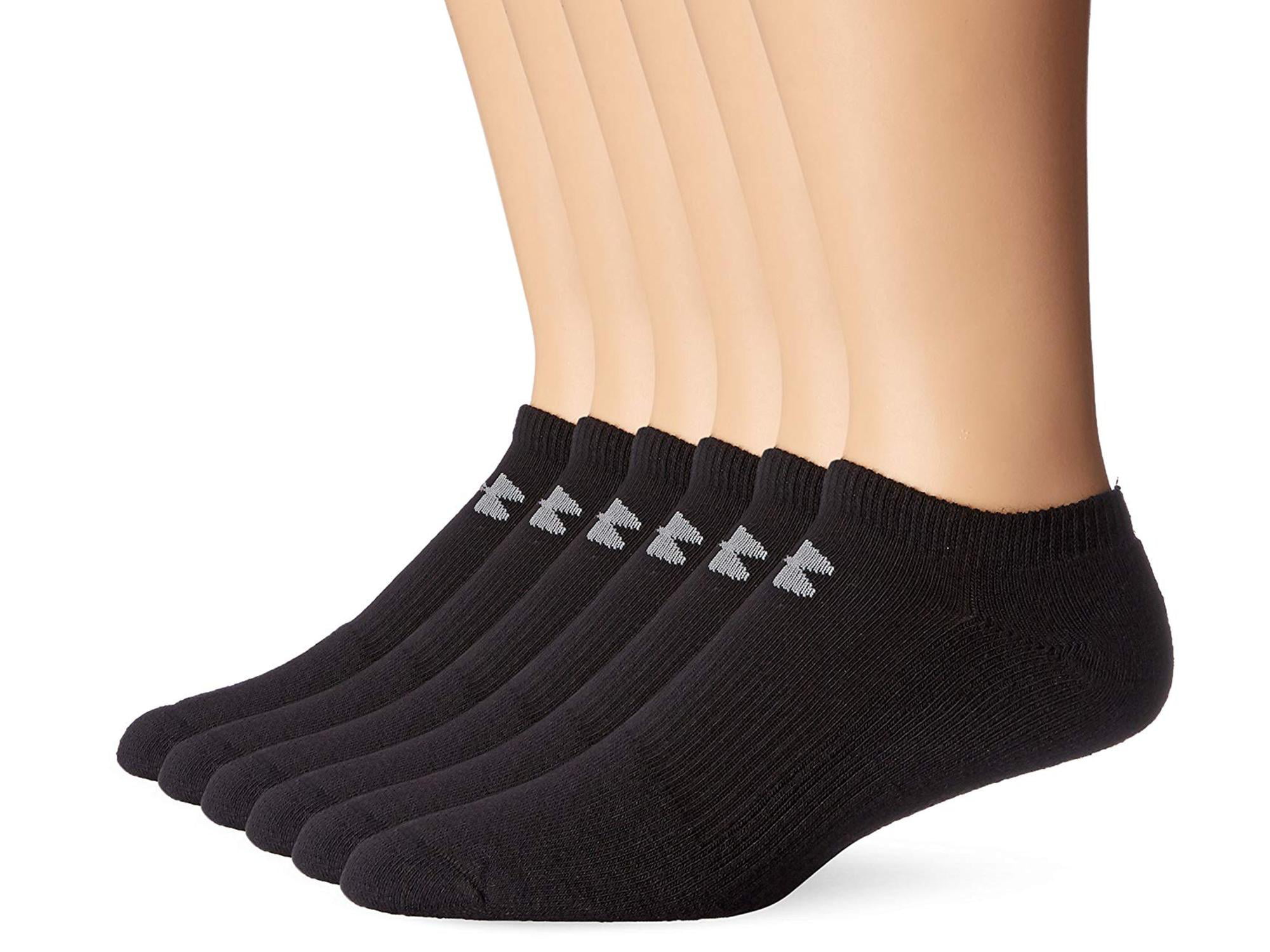 Under Armour UA Charged Cotton 2.0 No Show - 6-Pack LG Black | Walmart ...