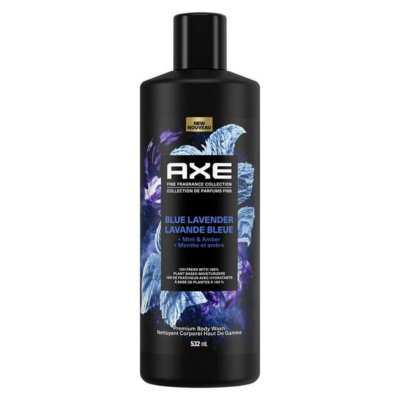 AXE Fine Fragrance Collection Body Wash 532ML For Men 12h Refreshing Scent Shower Gel Blue Lavender Infused with Lavender, Mint, and Amber Essential Oils, 532mL