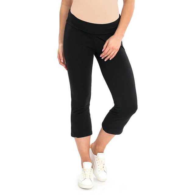 Great Expectations Maternity Solid Yoga Capri Pants - Walmart.com