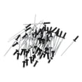 thumbnail image 1 of Remaches ciegos de gran brida de extremo abierto 2.4mm Diámetro de agarre 8mm Longitud de agarre 5mm Diámetro de brida Aleación de aluminio Hierro Tono plateado Negro 50 Pcs, 1 of 1