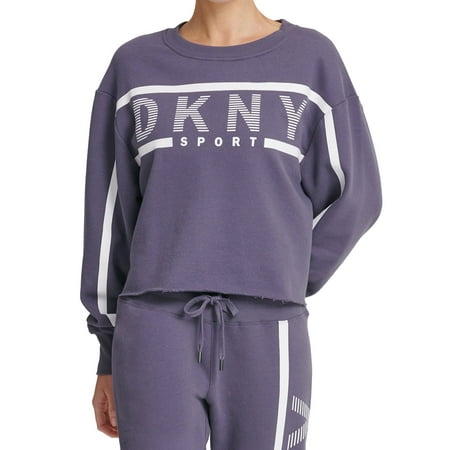 DKNY Womens Logo Fleece Sweatshirt;X-Small