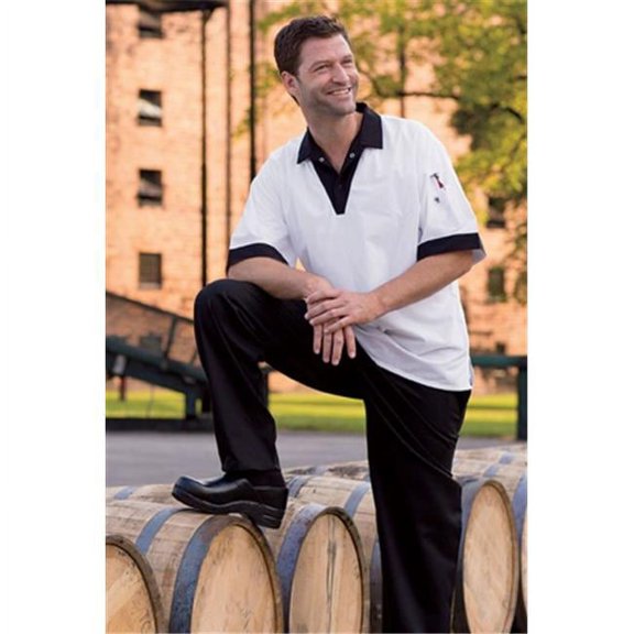 0940-4503 Pullover V-Neck Shirt White-Black Md