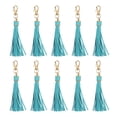 thumbnail image 1 of 10pcs Borlas de Cuero PU, Charm de Borla de 6" con Gancho Giratorio para Hacer Joyería (Cian), 1 of 6