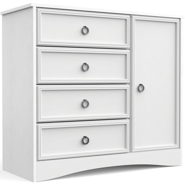 4 Drawer White Dresser, Dressers for Bedroom Adjustable Shelves, Tall