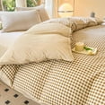 thumbnail image 5 of Kezqiaxn Ginghams Duvet Cover Sets of 4, Washed Cotton Plaid Duvet Covers Sets with 2 Pillow Case and Full Size Mattress Protector, Soft Plaid Washed Microfiber Bedding Sets Cover Protectors, 5 of 8