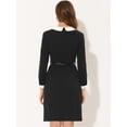 thumbnail image 3 of Vestido de mujer elegante Allegra K con cuello en contraste y manga larga por debajo de la rodilla Negro S, 3 of 4