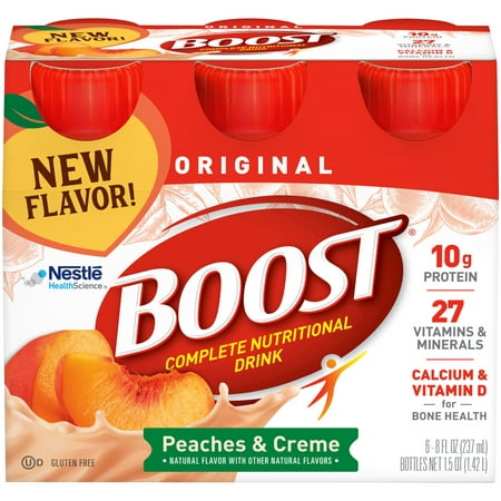 Boost Original Complete Nutrition Drink, Peaches & Creme, 8 fl oz Bottles, 24
