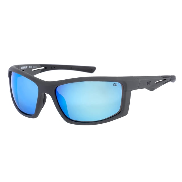 Caterpillar Men's CTS-8015 Polarized Wrap Sunglasses, Rubberized Matte Grey, 62 mm