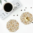 thumbnail image 4 of Honeii Hippie Bee Honeycomb print Leather Coaster Set of 4, ideal for safeguarding your furniture from drinks spills and effortless cleanup-Octagon, 4 of 6