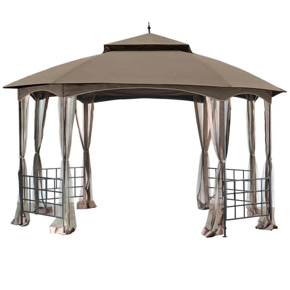 Garden Winds Replacement Canopy Top Cover for the Newport Gazebo - Nutmeg