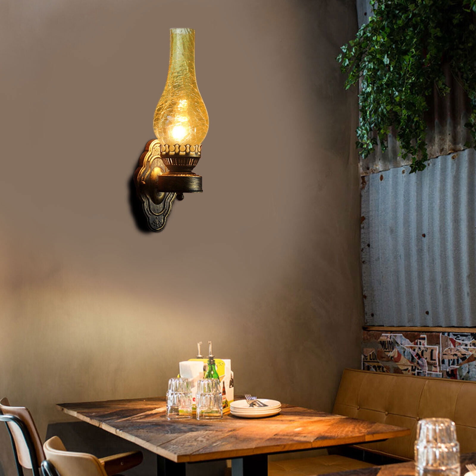 Vintage Wall Light Retro Wall Sconce Light Antique Lamp Vintage Rustic Lantern Fixture Semi-translucent Lampshade Fit for Indoor and Outdoor Use