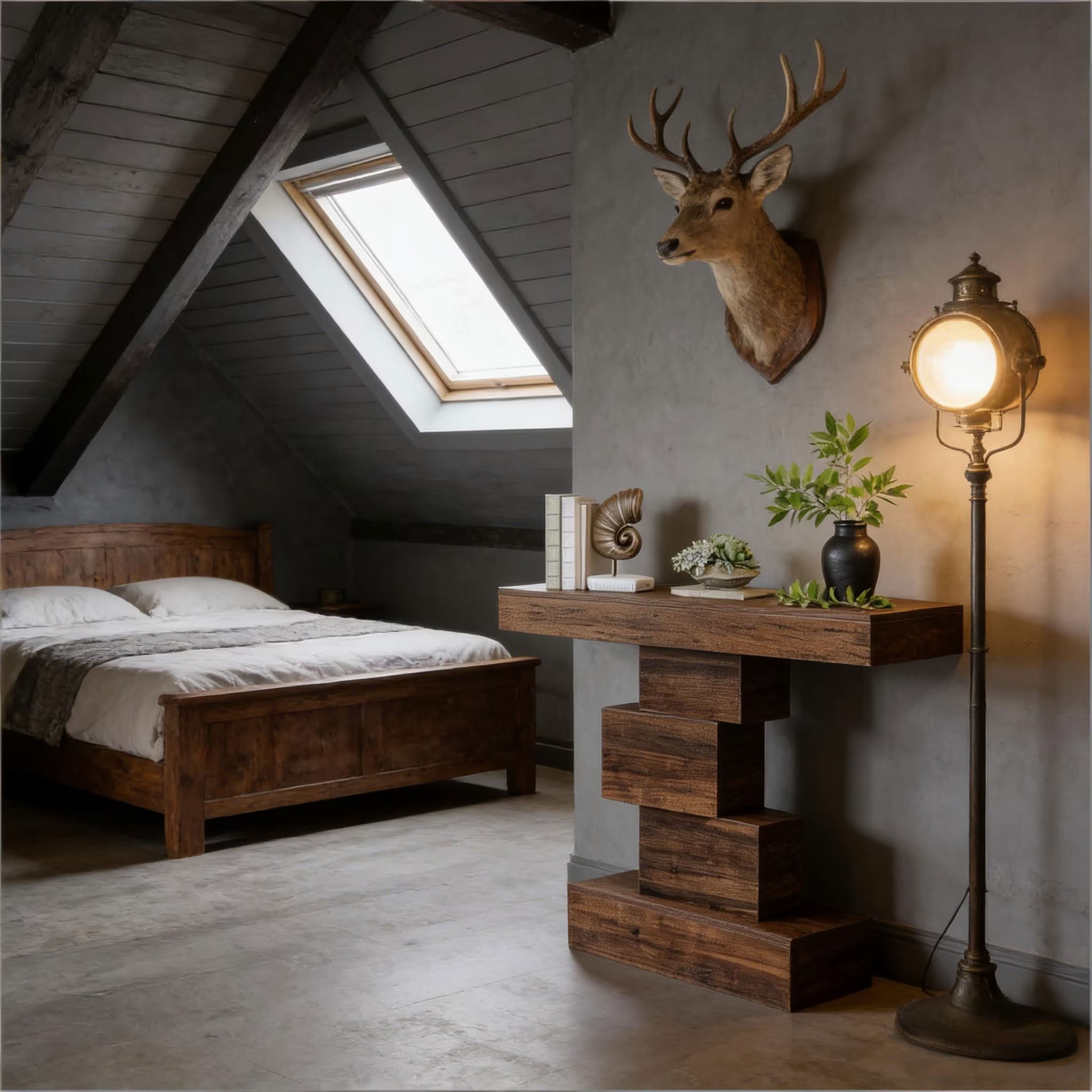 MAYEERTY 42.5" Farmhouse Console Table, Rustic Wood Sofa Table with Unique Geometric Base, Modern Accent Entryway Table for Living Room, Hallway