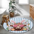 thumbnail image 3 of Round Rug 4Ft Washable Non-Slip, Easter Circle Area Rugs for Living Room Bedroom, Spring Bunny Cow Carrots Colorful Egg Blue Plaid Indoor Floor Mats Carpet Runner for Home Decor Aesthetic, 3 of 8