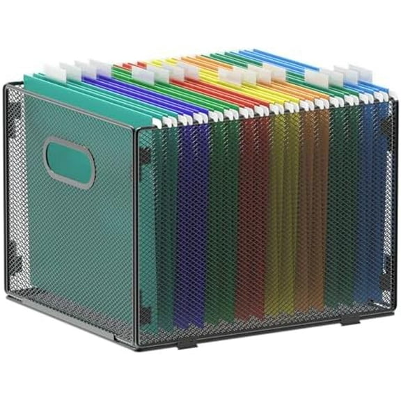 Hanging File Organizer, Mesh File Folder Organizer File Crate File Cabinet Inserts Storage Box, Letter Size