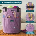 thumbnail image 3 of PAVILIA Crochet Bag Knitting Bag Organizer, Yarn Bag Storage Tote for Crocheting On The Go, Knitting Accessories Supplies Holder with Grommets, Gift for Crochet Lovers Knitters (Heather Purple), 3 of 9