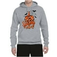 thumbnail image 2 of Wild Bobby Spooky Vibes Pumpkin Skulls Bats Stars with Orange and Black Halloween Unisex Hoodie Sweatshirt, Heather Grey, Medium, 2 of 6