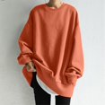 thumbnail image 2 of Tunic Shirts for Women Winter Fall Loose Crewneck Long Sleeve Bell Off the Shoulder with Pocket Plain Leisure Cotton Pullover Sweatshirts(Orange,XXL), 2 of 5