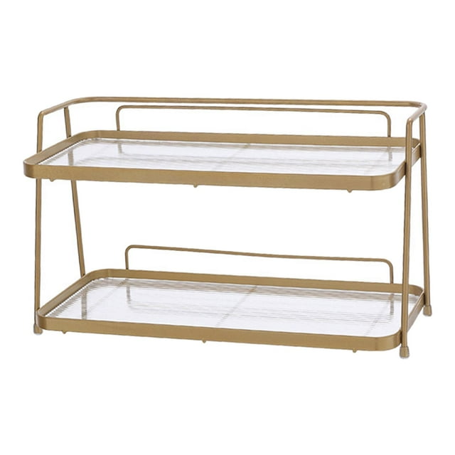 veasfak Cosmetic Rack Bathroom Organizer Shelf Storage Box Bathroom Countertop Organizer Golden