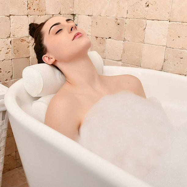 Oreiller de bain spa pour baignoire avec 6 ventouses, coussin de bain appuie -tête de luxe pour baignoire. Cadeaux d'auto-soins pour femmes, cadeaux de  bain relaxants pour femmes ou maman dorloter 