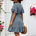 thumbnail image 7 of Dress for Women Ihhxva Plus Size Loose Fit Polka Dot Sundress with Elastic Waist Flutter Sleeve Summer L-5XL, 7 of 7