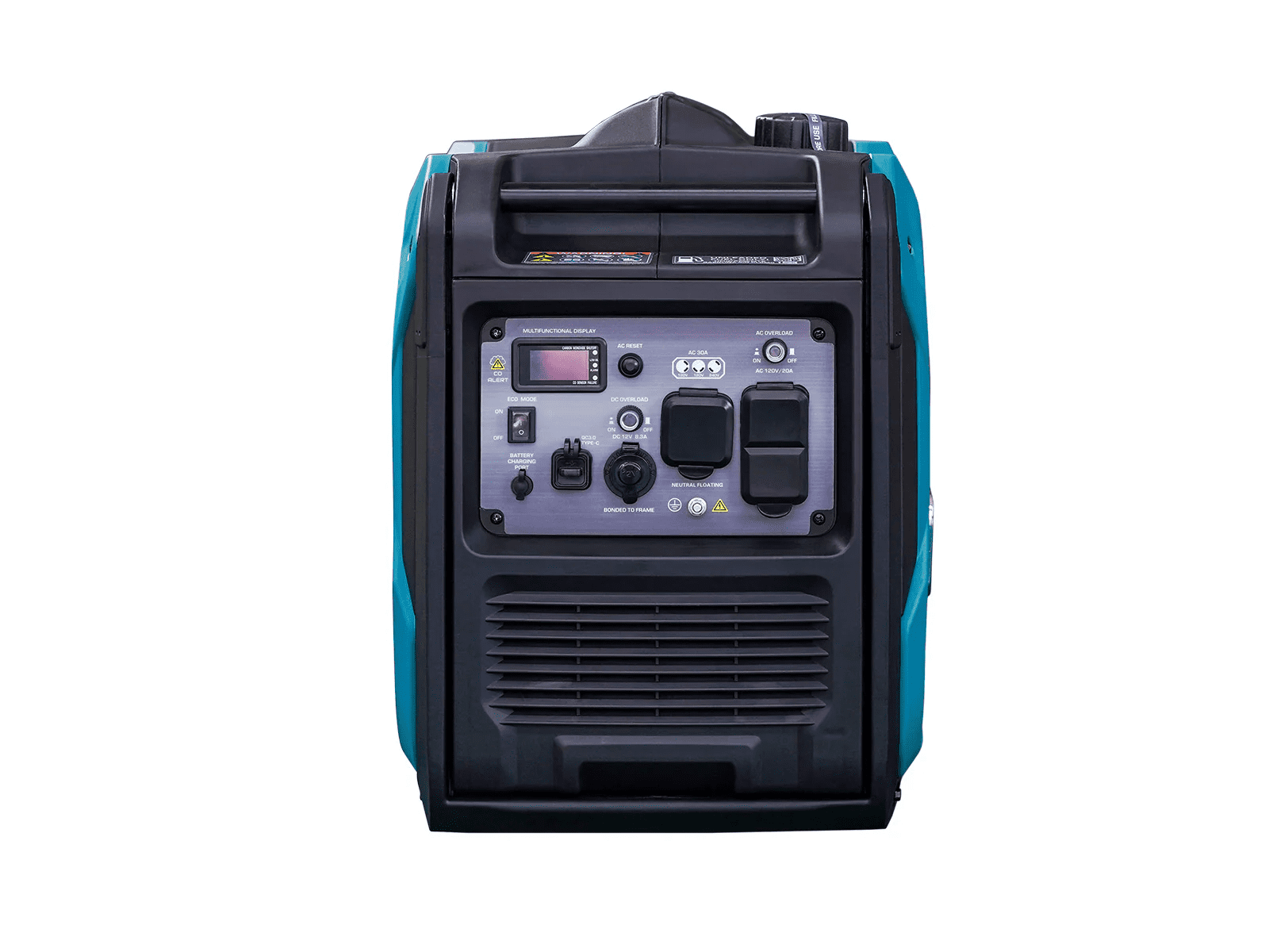 Konner & Sohnen Gasoline Inverter Generator 5500 Watt 120V Quiet CO Sensor Foldable Handle Wheels Multiple Outlets