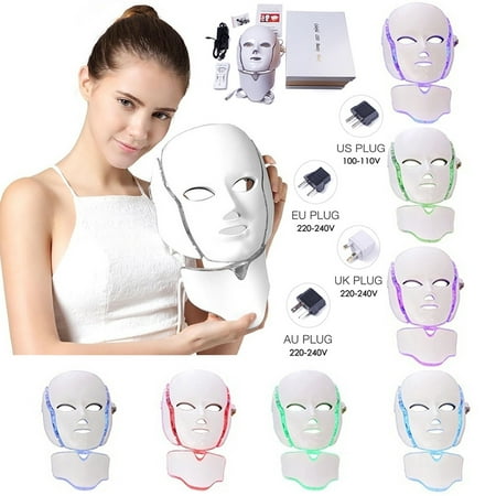 7 Colors LED Facial Mask Phototherapy Face Mask Machine Light Therapy Acne Pimple Collagen Regeneration Mask Neck Beauty LED