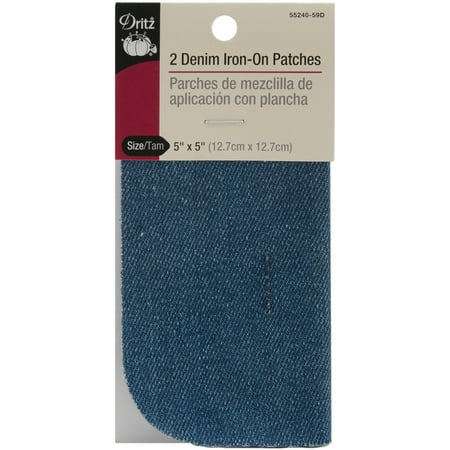 UPC: 0072879150421 | Iron-On Patches 5 X5 2/Pkg-Faded Blue Pk 6 Dritz