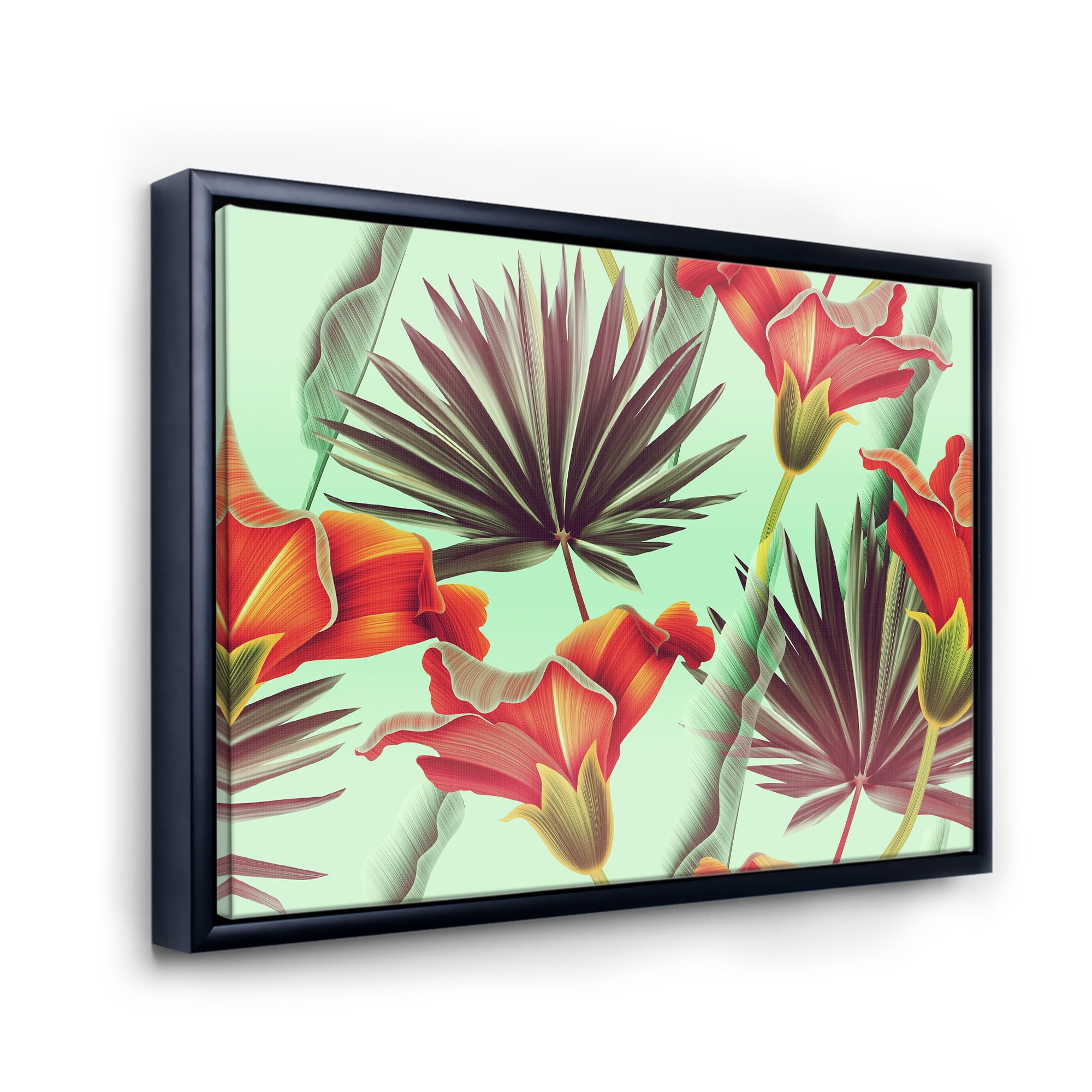 Designart 'VIntage Tropical Flowers VII' Traditional Framed Canvas Wall Art Print