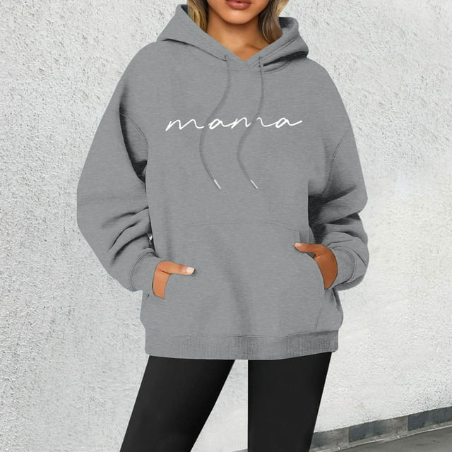 TINZ 2024 Nouveau Chandail à Col Rond Imprimé Lettres pour Femmes, Chandail à Manches Longues de Rue, Chandail à Capuche à Fermeture Éclair, Chandail à Capuche Tendance pour Adolescentes