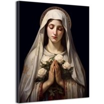 Mary Pray Canvas Wall Art Christian Poster Prints Our Lady of Guadalupe Painting Catholic Pictures Inspiring Home Wall Decor for Living Room Bedroom Office 12x16in Framed
