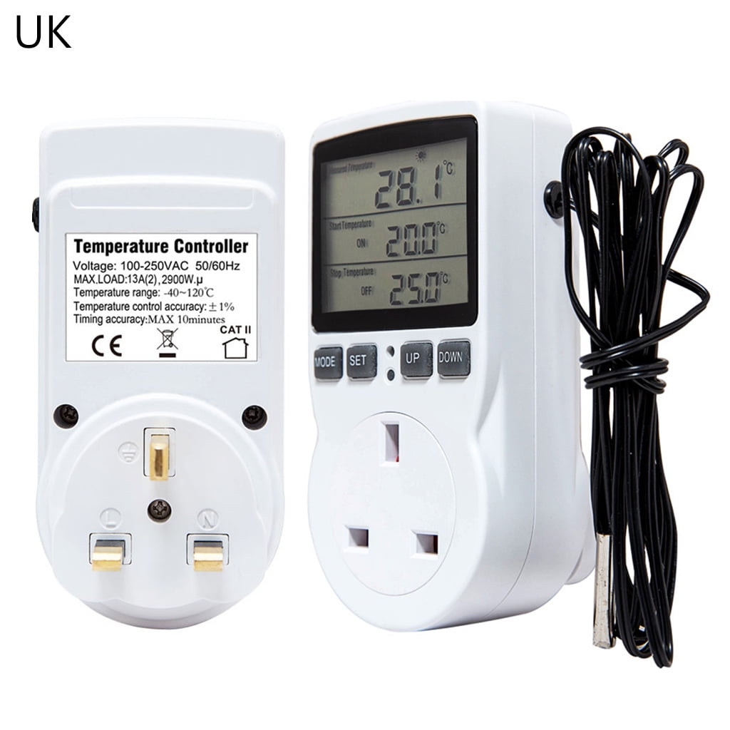 110V Pre-Wired Digital Temperature Controller Thermostat 2 Relays Outlet Switch 