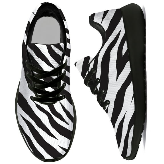 Uminder Womens Tennis Shoes Zebra Sneakers Black Shoes Size 6
