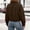 Brown, variant on Fashion Jackets for Women Long Sleeve Stand Neck Button Khaki Zip Up Jacket Casual Fall Outerwear Coat with Pockets S-2XL