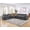 Dark Gray, variant on LLappuil Home Theater Seating, Sectional Sofa, Faux Leather 5 Seat Recliner Sofa Chair with Motorized Lift Wine Cabinet, Blue Tooth HiFi Subwoofer Speakers, Colorful Ambient LED, Touch Lamp Black